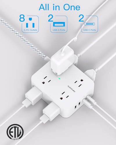 8-Outlet Power Strip with 4 USB Ports