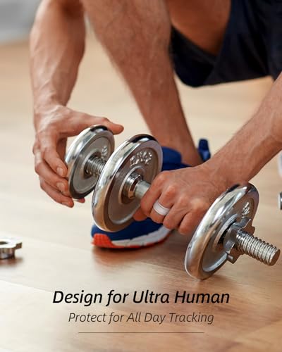 BandSmith Silicone Ring Protector for ULTRAHUMAN Ring Air, Protective Case for Smart Ring Gym Workout Women Men | Patent Pending (Black+Clear, Size 5~10)