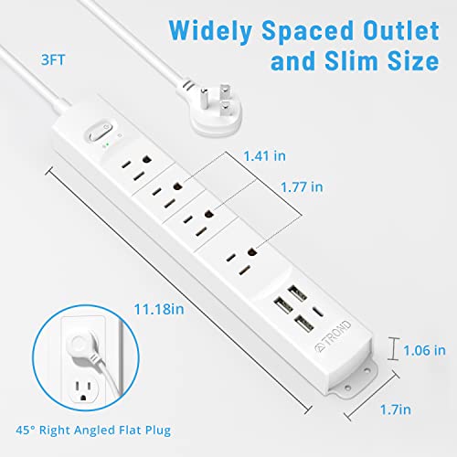 TROND Ultra Thin Power Strip with USB Ports