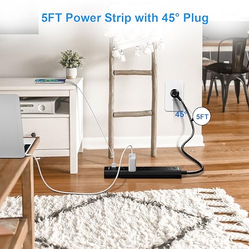 Surge Protector Power Strip with USB Ports - 2 Pack