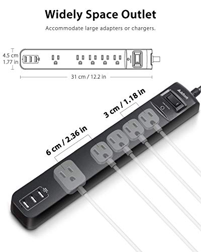 2-Pack Surge Protector with USB Charging Ports