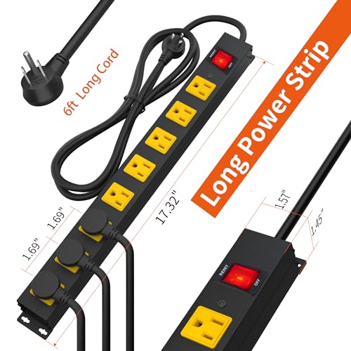 8-Outlet Surge Protector Power Strip with 6FT Cord