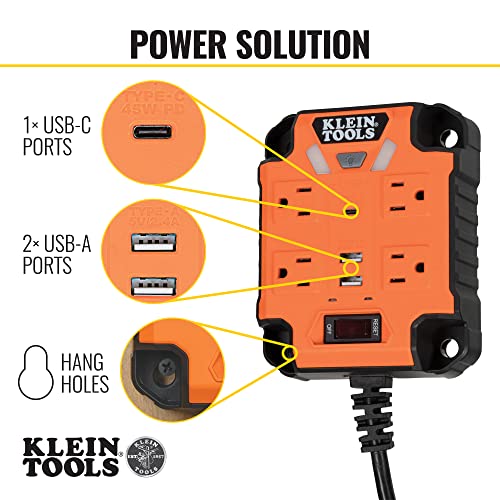 Klein Tools Magnetic Power Strip with USB Ports
