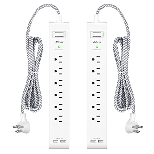 2-Pack Surge Protector Power Strips with USB Ports
