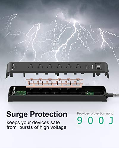 2-Pack Power Strip with USB Ports and Outlets