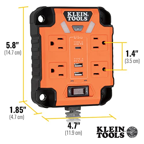 Klein Tools Magnetic Power Strip with USB Ports
