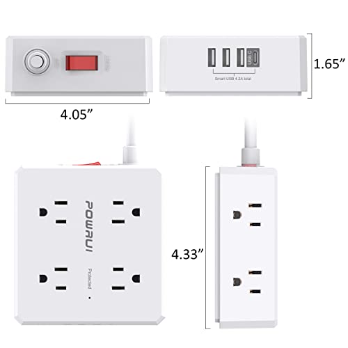 6 Ft Surge Protector Power Strip with USB Ports