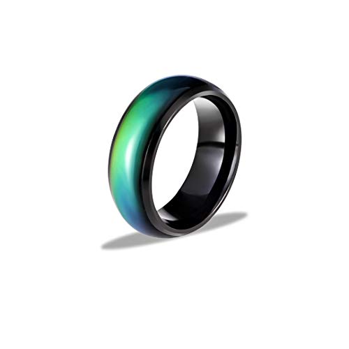 Ello Elli 8MM Comfort Fit Stainless-Steel Color Changing Mood Ring Silver/Black Tone