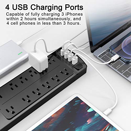 ALESTOR Surge Protector Power Strip with USB Ports