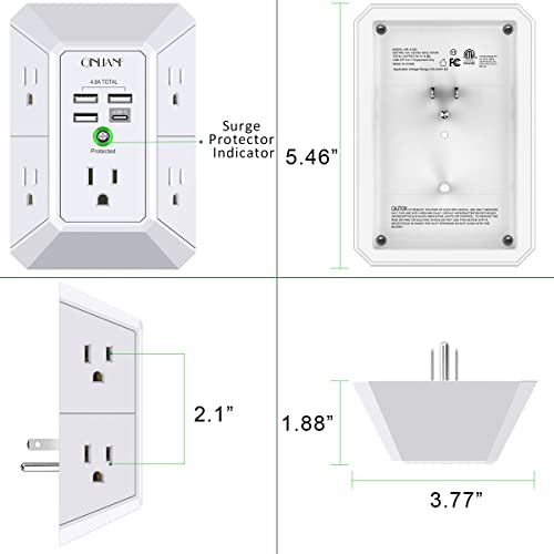 QINLIANF 5-Outlet Surge Protector with USB Ports