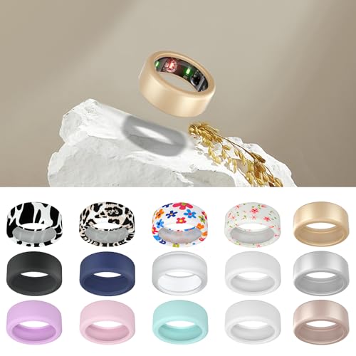 Wawoday Silicone Ring Protector Compatible with Oura Ring, 3Pack Elastic Ring Cover for Oura Ring Gen 3 for Working Out (RoseGold+Gold+Silver, M (11/12/13))