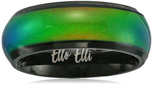 Ello Elli 8MM Comfort Fit Stainless-Steel Color Changing Mood Ring Silver/Black Tone