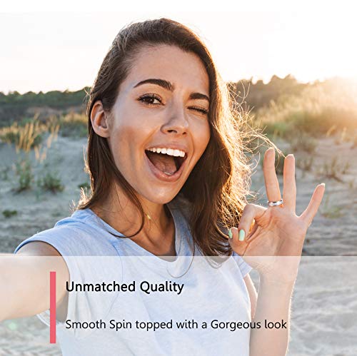 ALEXTINA Anxiety Ring for Women 6MM Rose Gold Rings for Women Stainless Steel Spinner Ring Sand Blast Glitter Finish Spinning Band, Size 5