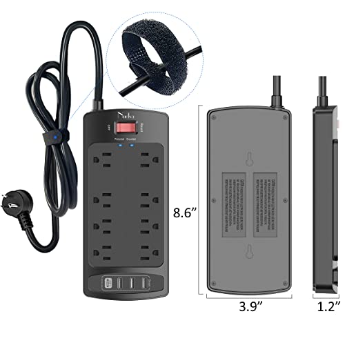 Nuetsa 8-Outlet Surge Protector with USB Ports