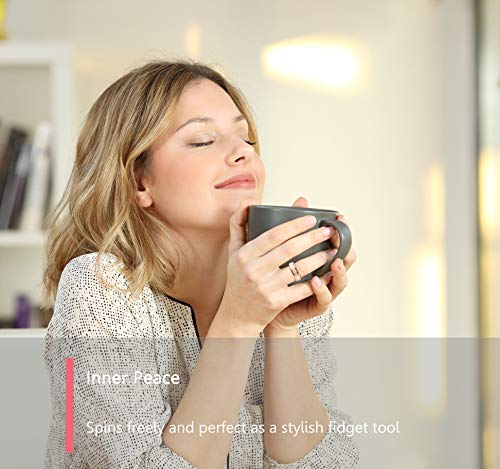 ALEXTINA Anxiety Ring for Women 6MM Rose Gold Rings for Women Stainless Steel Spinner Ring Sand Blast Glitter Finish Spinning Band, Size 5