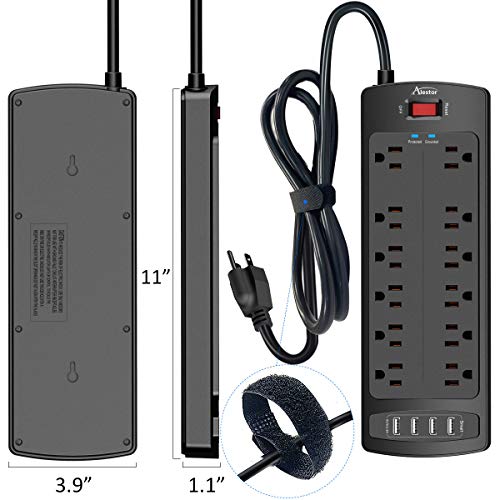 ALESTOR Surge Protector Power Strip with USB Ports