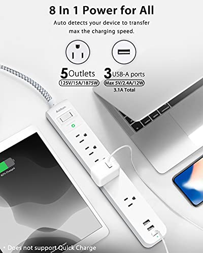 Dual Power Strip with USB Charging & Surge Protection