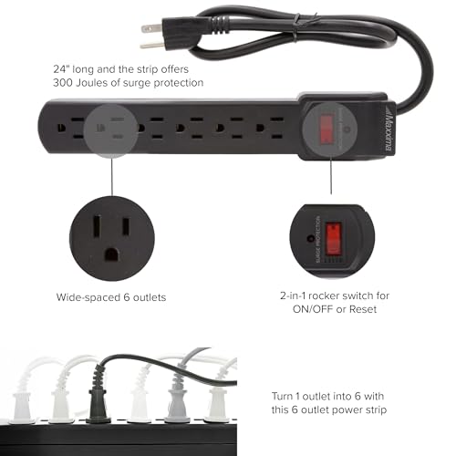 Maxxima 4-Pack Surge Protector Power Strip - Black