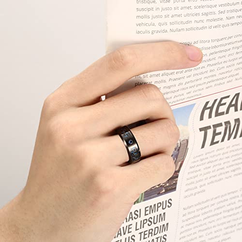NUNCAD Tungsten Carbide Engagement Rings for Men 8mm Black Carbon Fiber and Blue CZ Inlay Wedding Band Size 8
