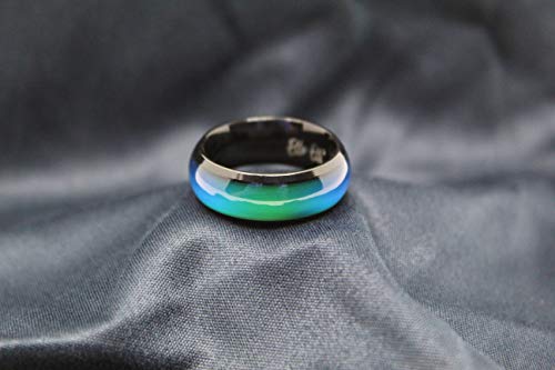 Ello Elli 8MM Comfort Fit Stainless-Steel Color Changing Mood Ring Silver/Black Tone