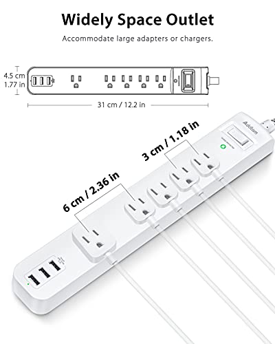 Dual Power Strip with USB Charging & Surge Protection