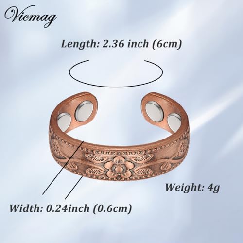 Vicmag Copper Magnetic Ring for Women 99.9% Copper Finger Ring Strong Magnet Ring Copper Jewelry Gift Adjustable