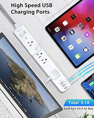Dual Power Strip with USB Charging & Surge Protection