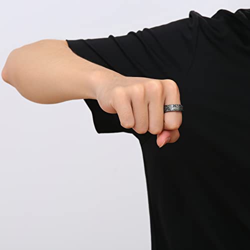 Adreamz 8mm Computer Circuit Board Pattern Ring - Spinner Fidget Ring for Men, Anxiety Relieving Fidget Black Stainless Steel Ring For Men Programmer Wedding Ring 11