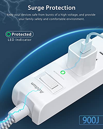 Dual Power Strip with USB Charging & Surge Protection