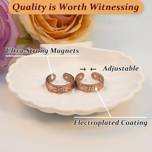 Vicmag Copper Magnetic Ring for Women 99.9% Copper Finger Ring Strong Magnet Ring Copper Jewelry Gift Adjustable