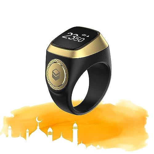 iQIBLA Smart Tasbih Zikr Ring, Black 18mm, Muslim Prayer Reminder, OLED Display, Tasbih Counter, Smart Ring, Wearable Technology, Waterproof