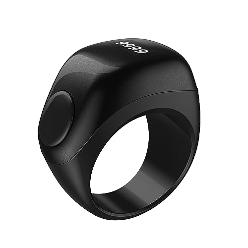 TAKVA - Zikr Ring Flex (2023) | Improved, Smart Tasbih Ring (Interchangeable Ring sizes) (Black, Plastic)