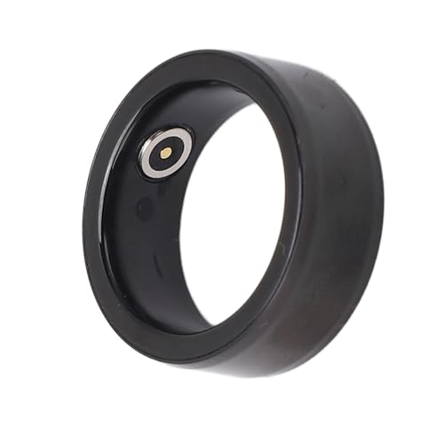 Jiawu Smart Ring, Waterproof Ceramic Ring, Universal Wearable BT Connection Health for Mobile Phone, Sports Ring with Heart Rate Monitor, Sleep Monitor, Temperature, Oxygen (Black No.