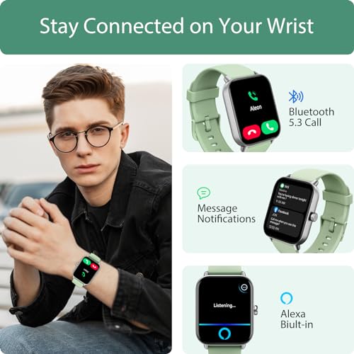 Smart Ring for Women (Alexa Built-in & Bluetooth Call), 1.8" Smartwatch with SpO2/Heart Rate/Sleep/Stress Monitor, Calorie/Step/Distance Counter, 100 Sport Modes, IP68 Fitness Watch for Android iOS