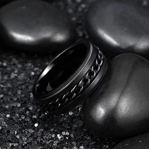 King Will INTERTWINE 8mm Spinner Ring Black Stainless Steel Fidget Ring Anxiety Ring For Men