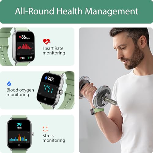 Smart Ring for Women (Alexa Built-in & Bluetooth Call), 1.8" Smartwatch with SpO2/Heart Rate/Sleep/Stress Monitor, Calorie/Step/Distance Counter, 100 Sport Modes, IP68 Fitness Watch for Android iOS