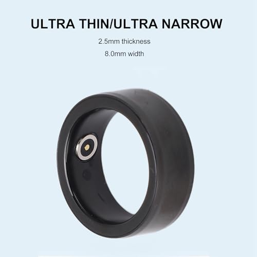 Jiawu Smart Ring, Waterproof Ceramic Ring, Universal Wearable BT Connection Health for Mobile Phone, Sports Ring with Heart Rate Monitor, Sleep Monitor, Temperature, Oxygen (Black No.