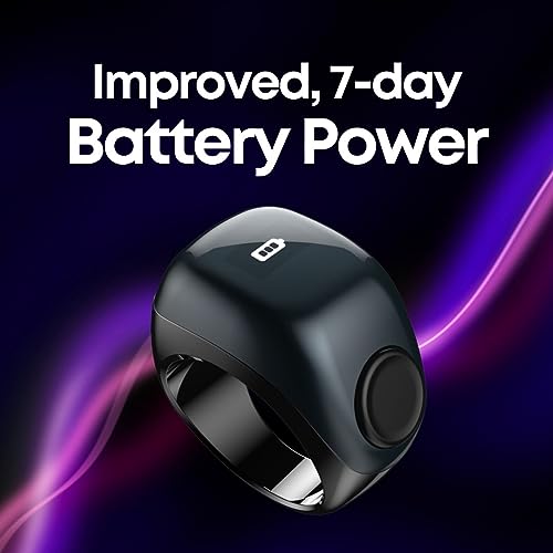 TAKVA - Zikr Ring Flex (2023) | Improved, Smart Tasbih Ring (Interchangeable Ring sizes) (Black, Plastic)