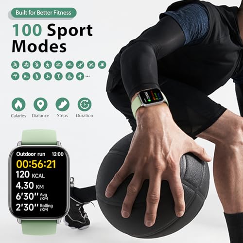 Smart Ring for Women (Alexa Built-in & Bluetooth Call), 1.8" Smartwatch with SpO2/Heart Rate/Sleep/Stress Monitor, Calorie/Step/Distance Counter, 100 Sport Modes, IP68 Fitness Watch for Android iOS