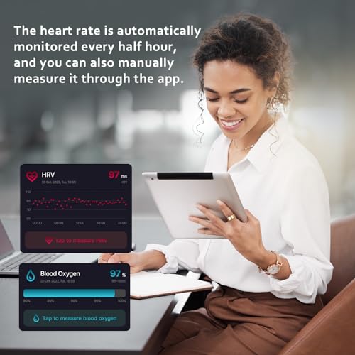 AMOVAN Smart Ring, Health Tracker for Monitor Health, Sleep Tracking Wearable and Heart Rate Fitness Blood Oxygen, IP68 Waterproof, Compatible with iOS and Android