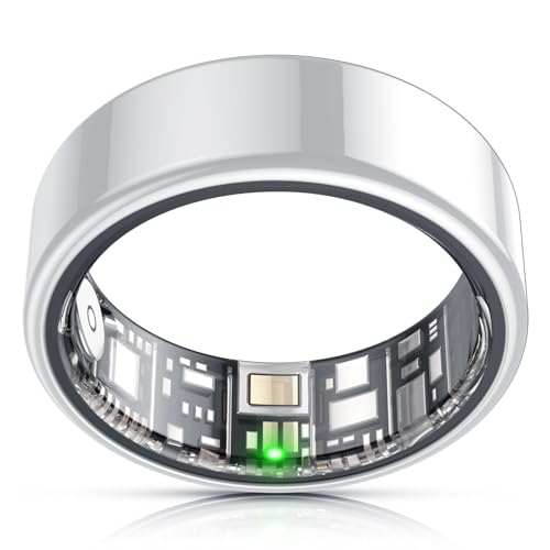 𝐒𝐦𝐚𝐫𝐭 𝐑𝐢𝐧𝐠,Wearable Fitness Smart Ring Health Tracker,Sleep Quality & Heart Rate & Blood Oxygen Monitoring,IP68 Waterproof,No Subscription Fees,Smart Ring for Women, Men (Sliver,Size 8)