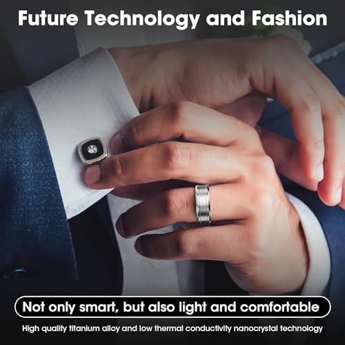 Smart Ring Bluetooth IP68 Waterproof Fitness Tracker, Health & Step Monitoring, Lightweight Sport Smart Rings for Men Cyan US11