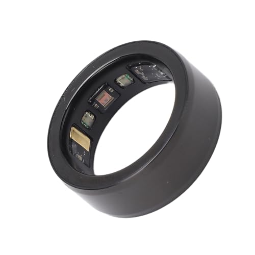 Jiawu Smart Ring, Waterproof Ceramic Ring, Universal Wearable BT Connection Health for Mobile Phone, Sports Ring with Heart Rate Monitor, Sleep Monitor, Temperature, Oxygen (Black No.