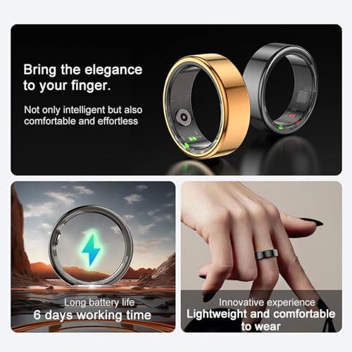 Cuifati Smart Fitness Ring, Waterproof Activity with Heart Rate, Pedometer, Sleep Tracking, Monitor & Step Calorie Counter, Smart Health Ring for Women Men (10#)