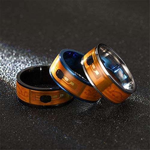 Fashionable Creative Rings for Birthday Valentine's Day Daily NFC Stainless Steel Phone Chip Dripping Oil Dual Dragon Pattern Smart Ring Gift - Black Ring US 10