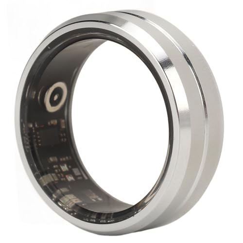 ASHATA Smart Ring Health, Health Ring to Monitor Fitness Sleep Heart Rate, Step Counting, Remotely Take Photo, IP68 Waterproof Smart Health Ring for Men Women, Silver (8)