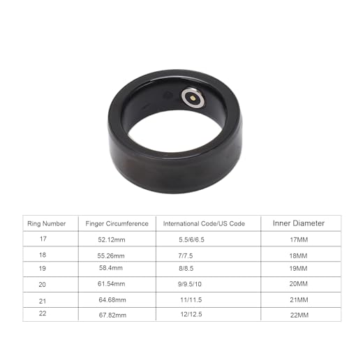 Jiawu Smart Ring, Waterproof Ceramic Ring, Universal Wearable BT Connection Health for Mobile Phone, Sports Ring with Heart Rate Monitor, Sleep Monitor, Temperature, Oxygen (Black No.