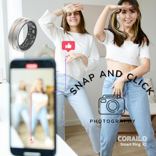 CORAILO Smart Ring X1 for Men and Women, Sleep Tracker, health tracker, Fitness Tracker, Heart Rate, Shake and take Photos, Waterproof, Health Tracking