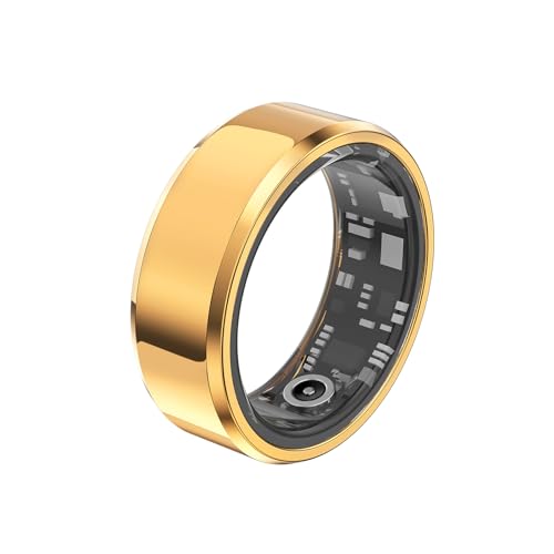 MEETSHERRY Smart Ring Gold | Sleep Heart Rate Blood Oxygen IP68 | Bluetooth Fitness Tracker for Men Women | Stylish Design, 7-9 Days Battery Size 11#