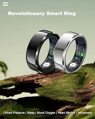 feifuns Smart Rings, Wearable Fitness Trackers with Multiple Sport Modes, Sleep Tracking - Heart Rate - Blood Oxygen - Blood Pressure - IP68 Waterproof, Size 10